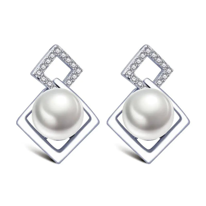 Elegant Geometric Silver-Plated Earrings for Women