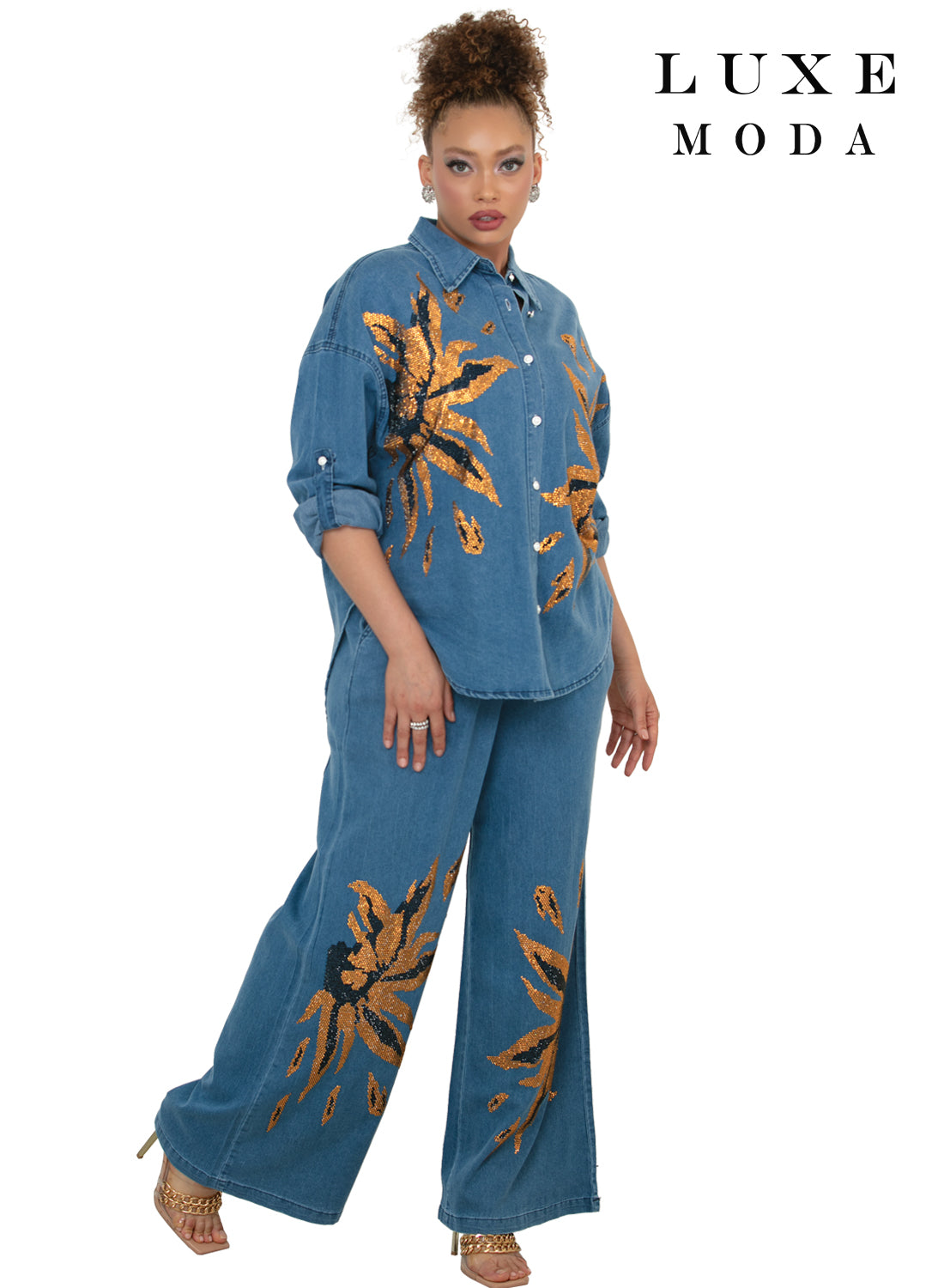 Luxe Moda, Style LM-522 Two-Piece Top & Pant Set