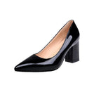 Pointed Toe Chunky Heel Pumps