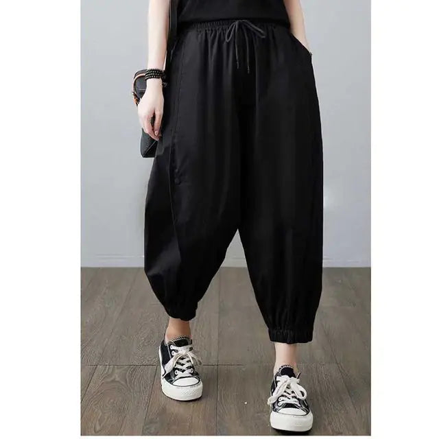 Khaki Stylish Ankle Length Pants with Pockets for Women