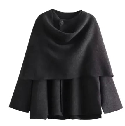 Alessiara Elegant Jacket with Scarf - Grey (One Piece)