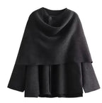 Alessiara Elegant Jacket with Scarf - Grey (One Piece)