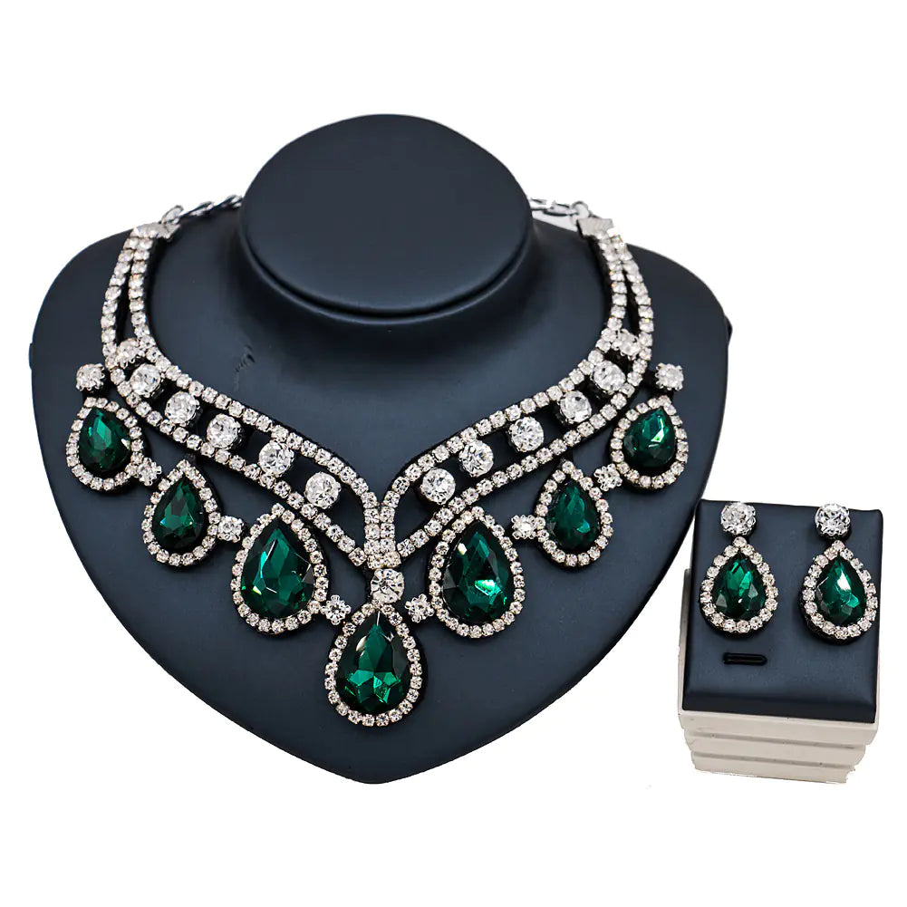 Vibrant Royalty - Colorful Exaggerated Necklace and Earring Set Made for a Queen