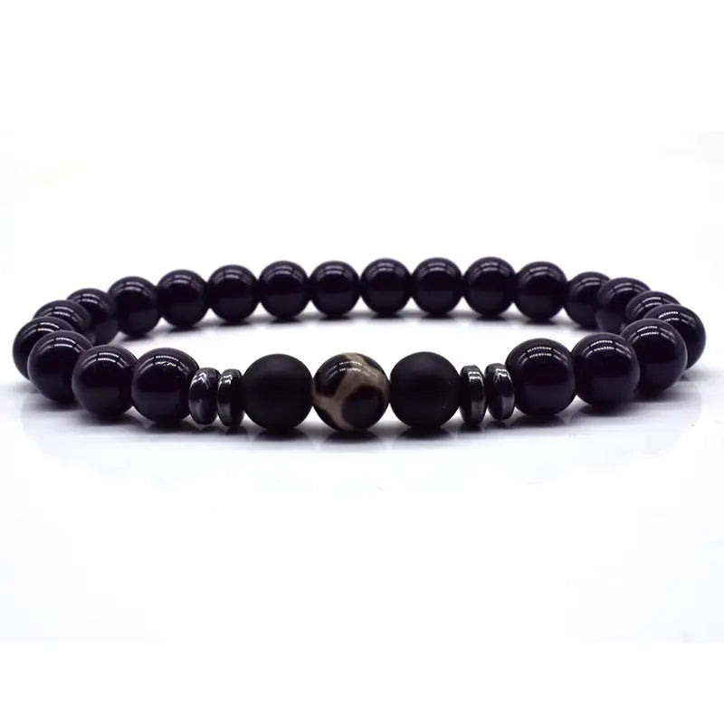 Obsidian Couples Bead Bracelet - Natural Stone Jewelry