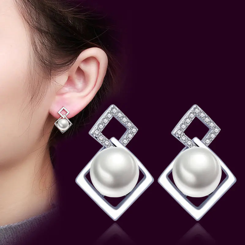 Elegant Geometric Silver-Plated Earrings for Women