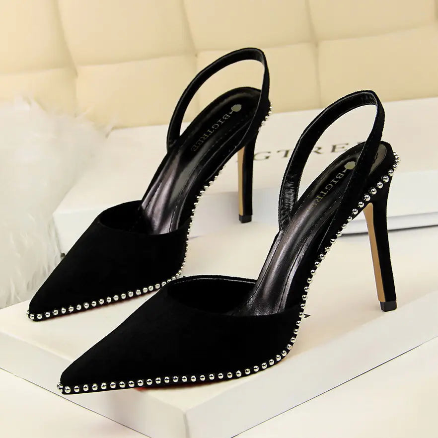 Elegant Studded Stiletto Sling Back