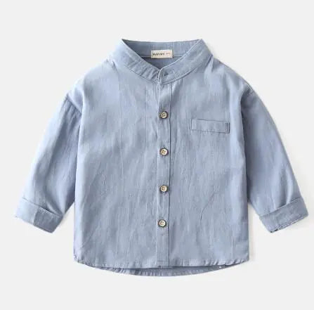 Boys' Solid Color Stand Collar Shirt