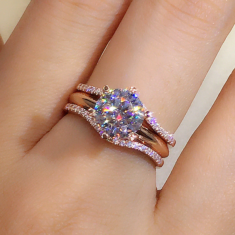 Radiant Solitaire Rose Gold Ring with Zircon (One)