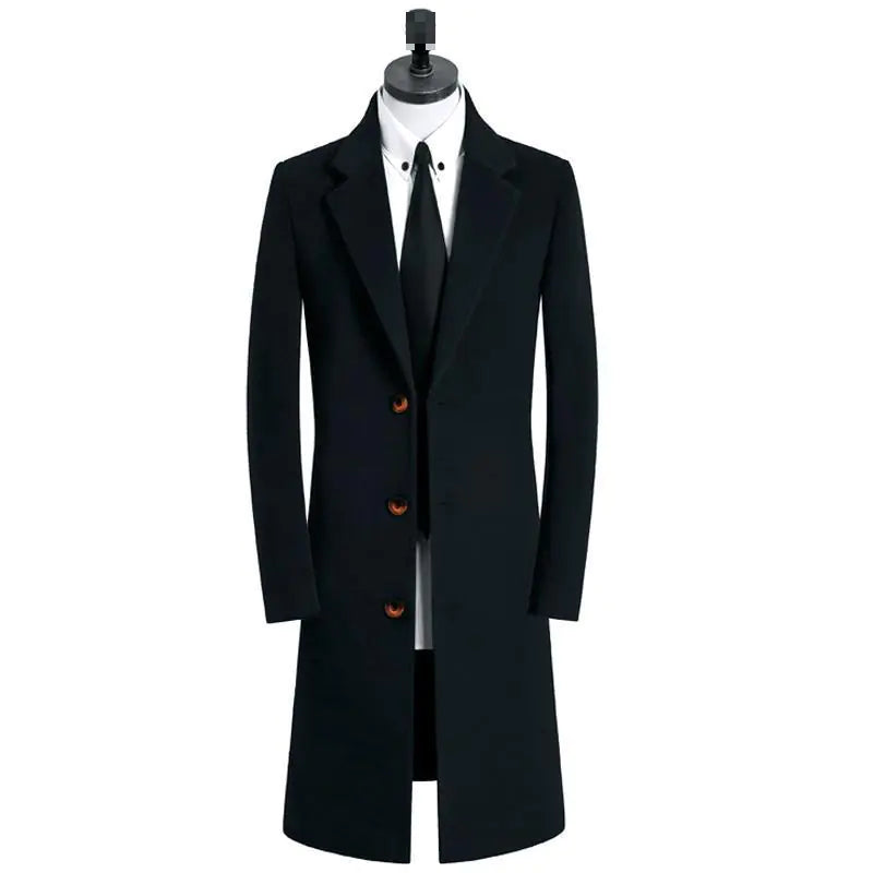 Men's Stylish Medium-Length Woolen Coat