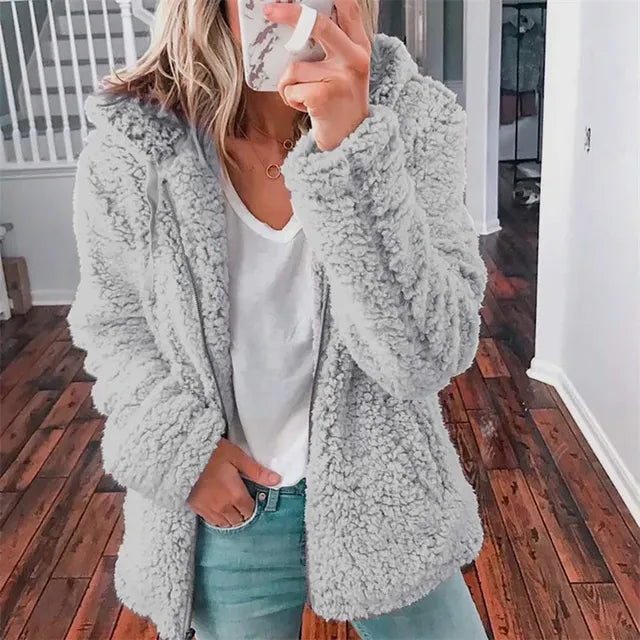 Women's Plus Size Fleece Hoodie Cardigan for Winter