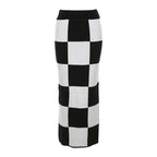 High Waist Figure-Flattering Checkerboard Plaid Skirt