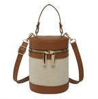 Chic Leopard Print Contrast Bucket Bag