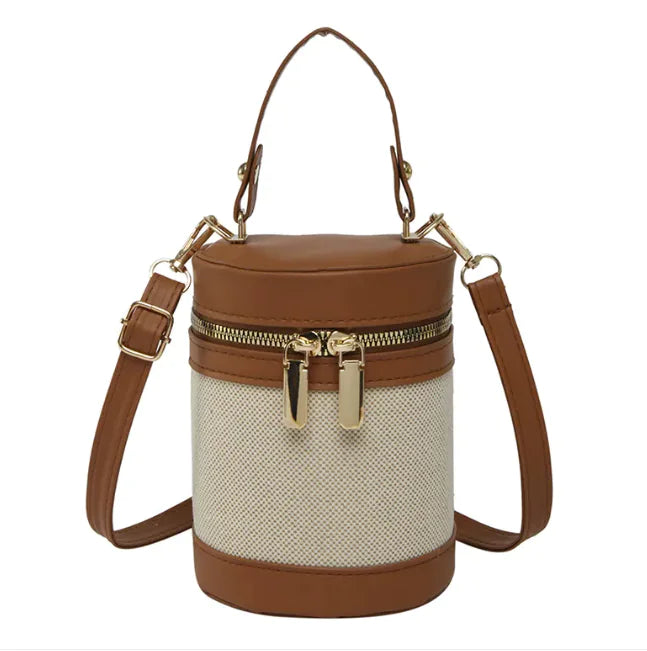 Chic Leopard Print Contrast Bucket Bag