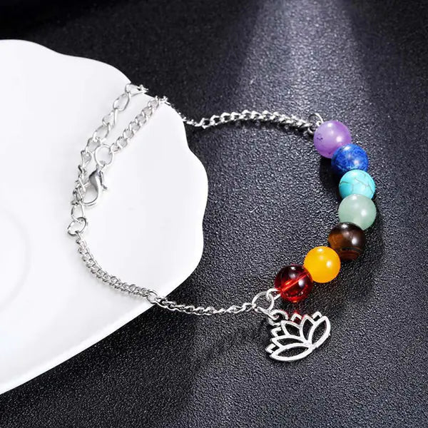 Colorful Chakra Yoga Energy Bracelet with Crystal Beads