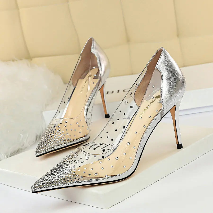 Glamorous Sexy High Heel Sandals with Rhinestones