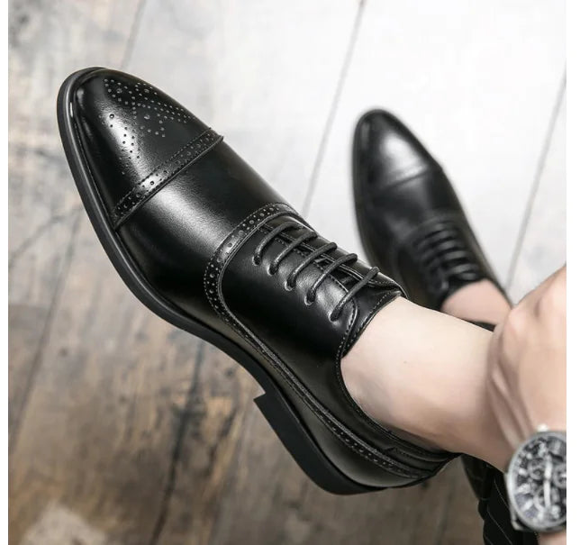 Uniquely Designed Pointed Leather Shoes for Men