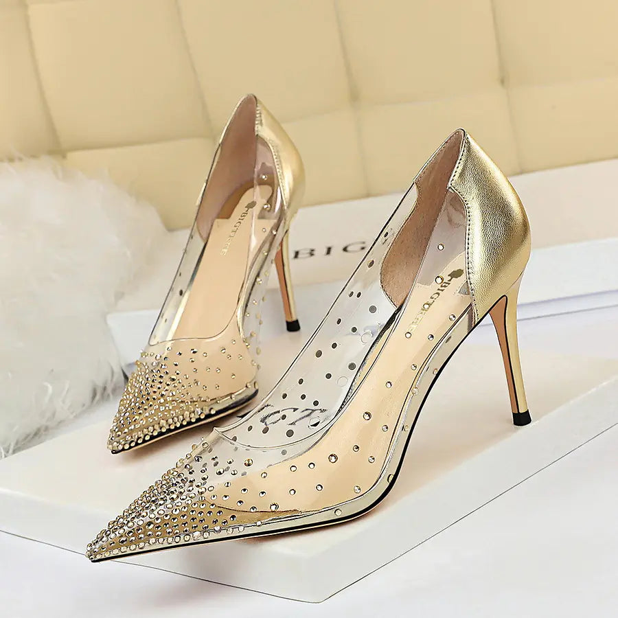 Glamorous Sexy High Heel Sandals with Rhinestones