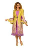 Giovanna Metallic Ombre 2pc Dress&Long Coat Set, Style G1327