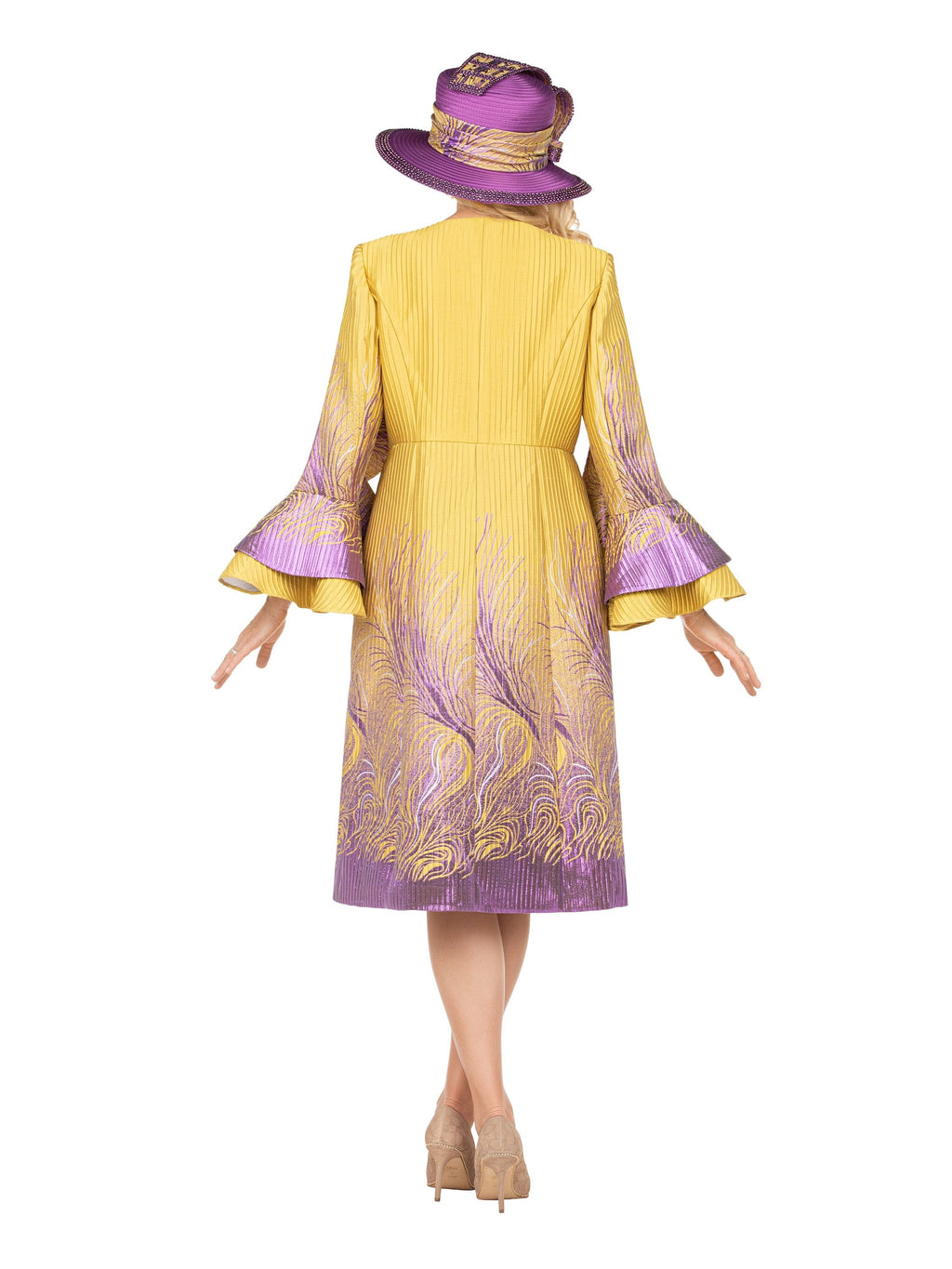 Giovanna Metallic Ombre 2pc Dress&Long Coat Set, Style G1327