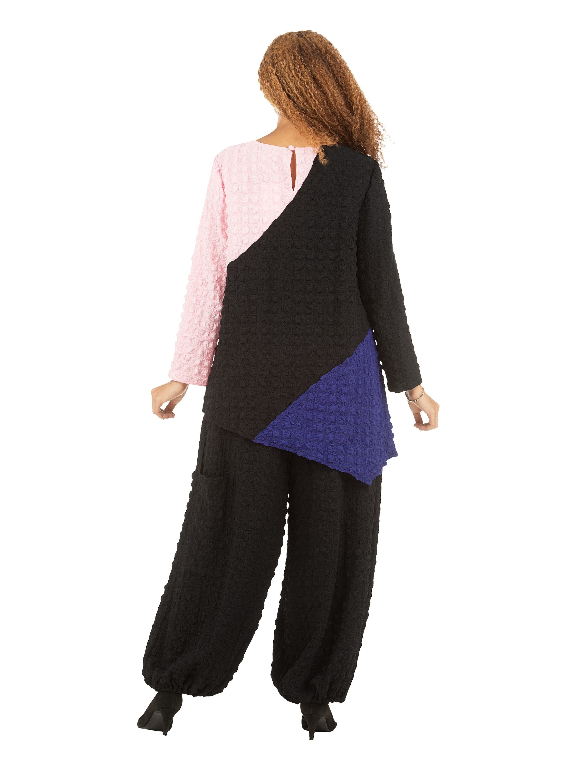 2pc Color Block Popcorn Fbrc Pants Set