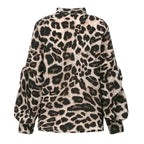 Chic Leopard Print Casual Long Sleeve Top