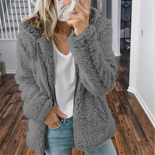Women's Plus Size Fleece Hoodie Cardigan for Winter