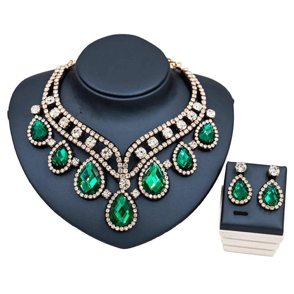 Vibrant Royalty - Colorful Exaggerated Necklace and Earring Set Made for a Queen
