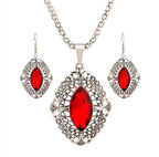 Geometric Crystal Wedding Bride Jewelry Set (Earrings & Necklace)