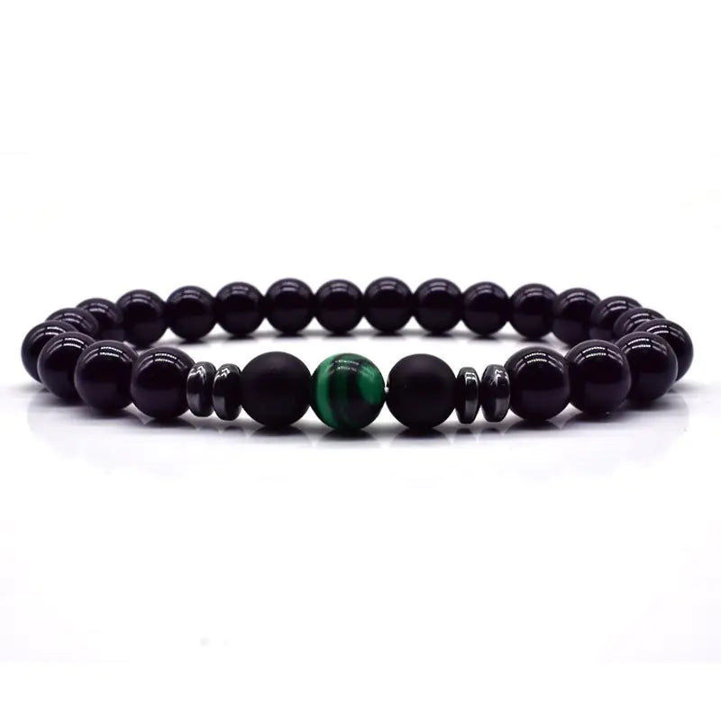 Obsidian Couples Bead Bracelet - Natural Stone Jewelry