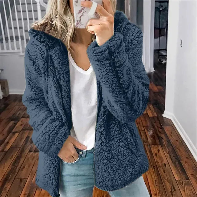 Women's Plus Size Fleece Hoodie Cardigan for Winter