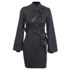 Bodycon Dress with Flared Sleeves