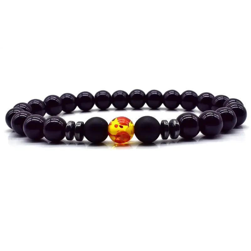 Obsidian Couples Bead Bracelet - Natural Stone Jewelry