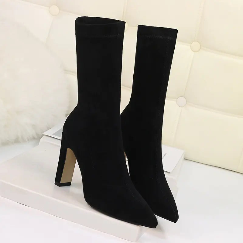 Women’s Chunky Heel Ankle Boots with Fleece Lining