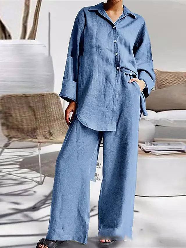 Spring Women's Loose Shirt & Pants Set