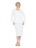 Giovanna Classic Tailored 2-Piece Skirt Suit with Brooch, Style S0745