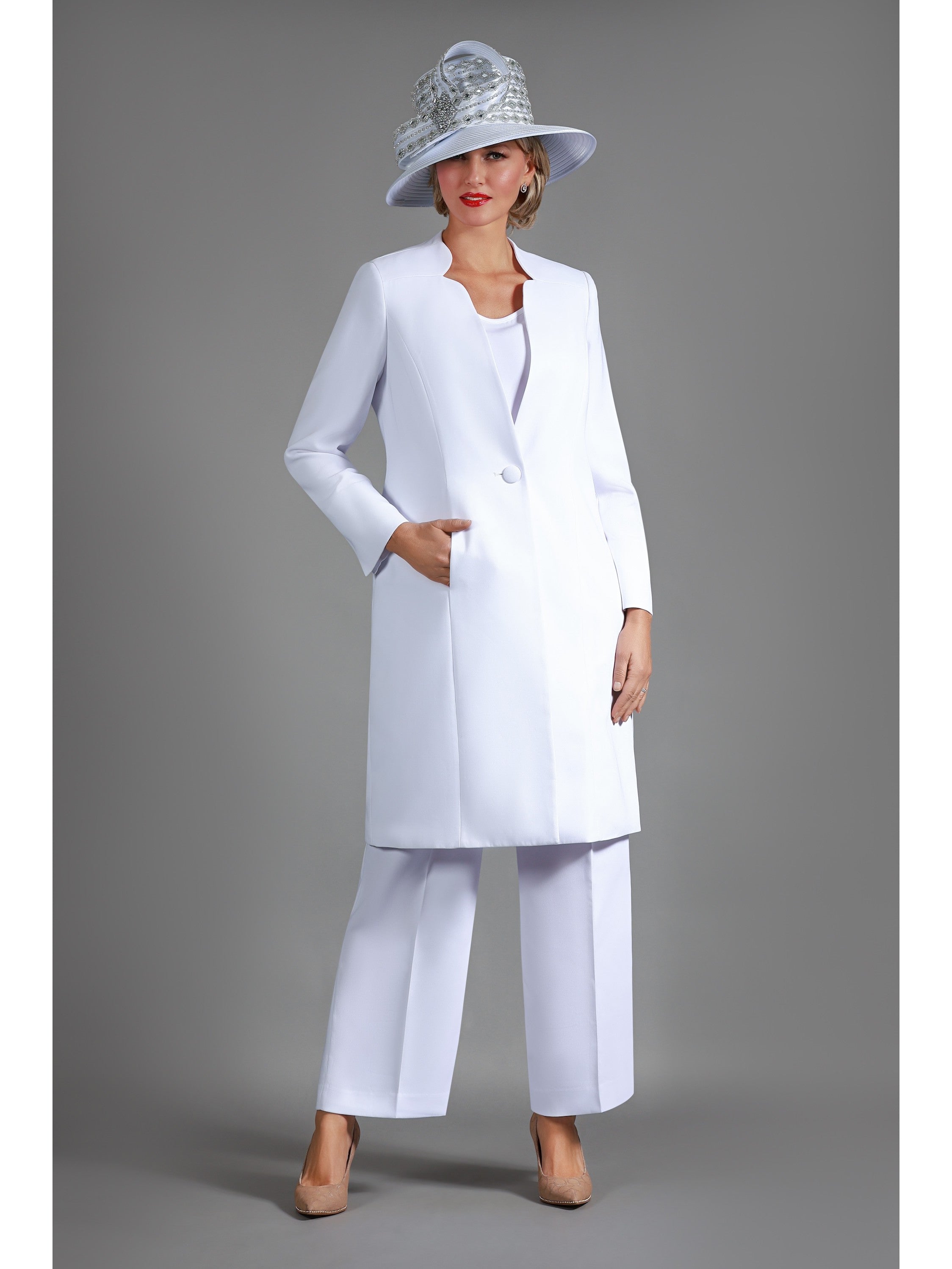 Giovanna 3pc Long Jkt+Cami+Pants Suit, Style S0753S