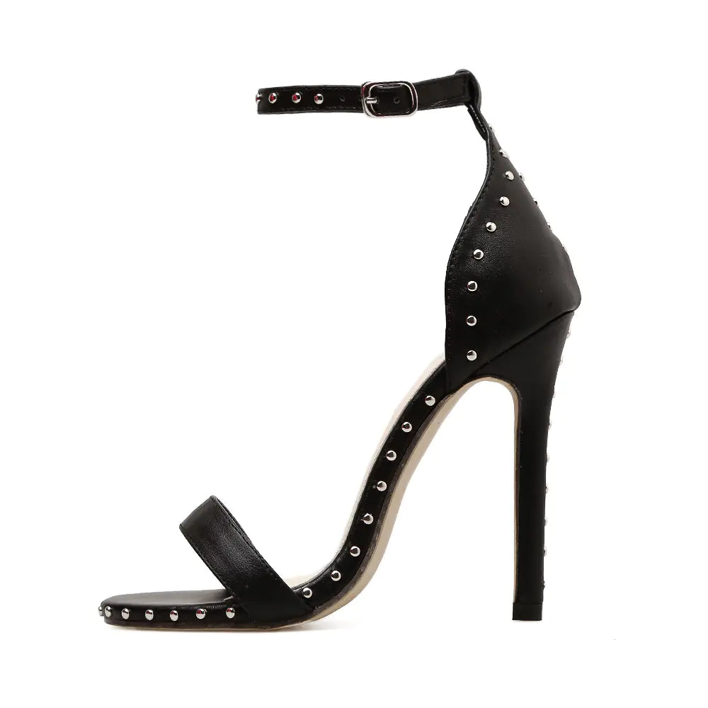 Chic Studded Ankle Strap Heel Sandals