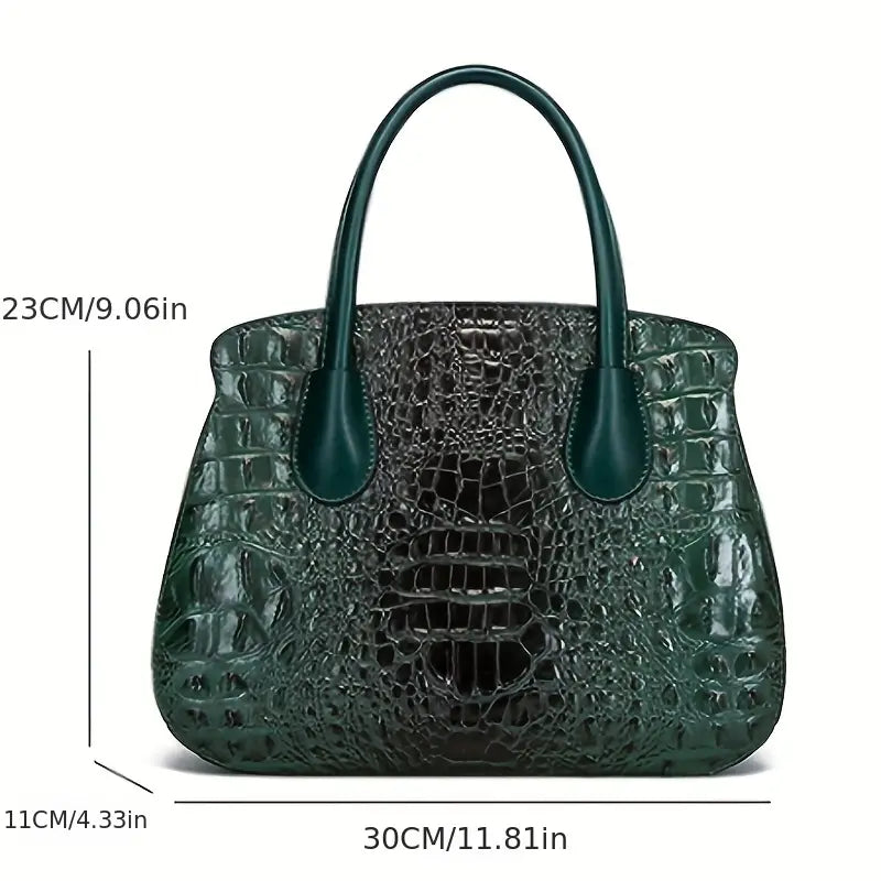 3Pcs Crocodile Embossed PU Leather Bag Set for Women