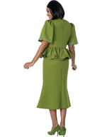 Stellar Looks Olive Green Rhinestone 2-Piece Skirt Suit, Style SL600852