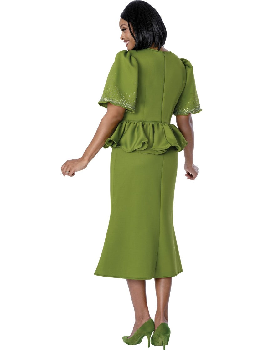 Stellar Looks Olive Green Rhinestone 2-Piece Skirt Suit, Style SL600852