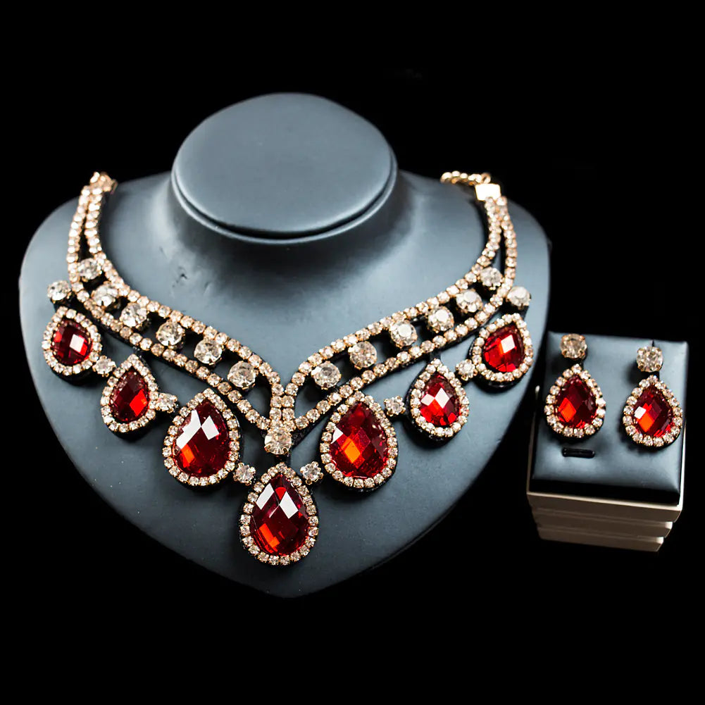 Vibrant Royalty - Colorful Exaggerated Necklace and Earring Set Made for a Queen