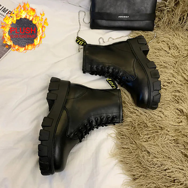 Women's Martin Boots - Stylish Thick-Soled Short Boots