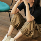 Khaki Stylish Ankle Length Pants with Pockets for Women