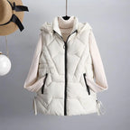 Women's Down Cotton Vest with Detachable Hood