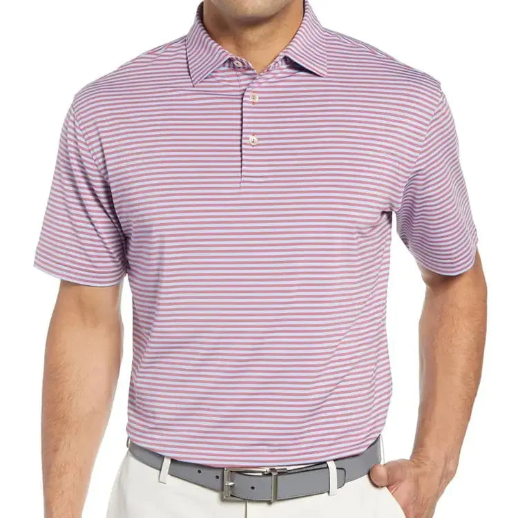 New Stylish Striped Print Short Sleeve Polo Shirt