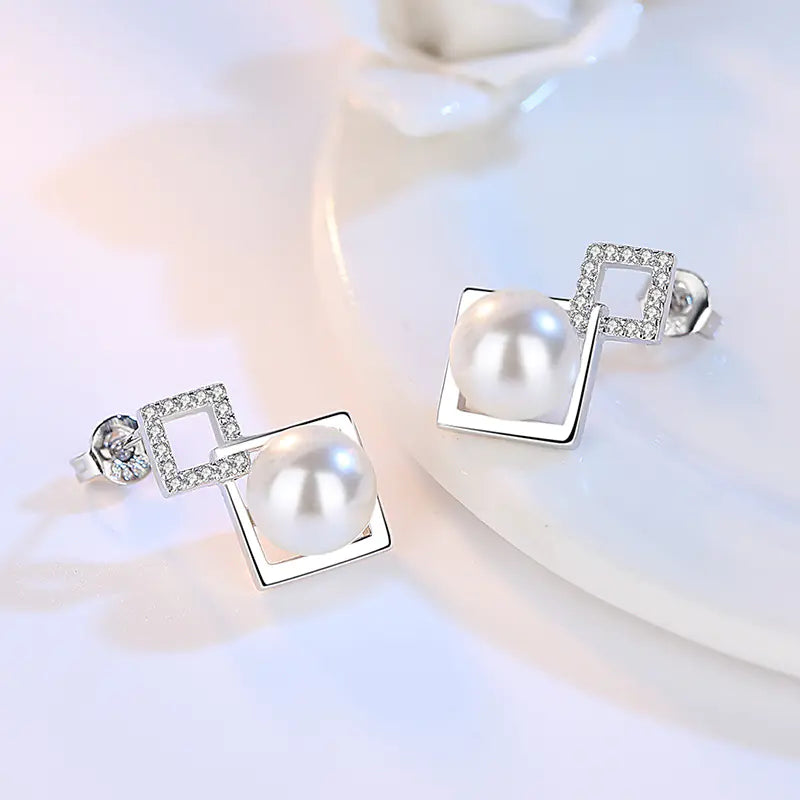 Elegant Geometric Silver-Plated Earrings for Women