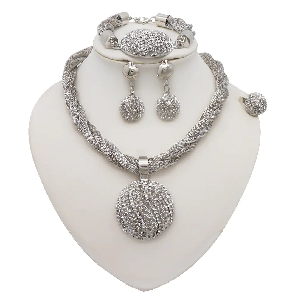 Elegant Jewelry Set with Rhinestones