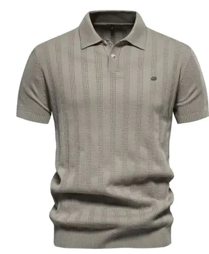 Comfortable Ribbed Knit Polo Shirt for Men