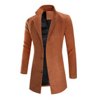 Men's Mid-Length Solid Color Trench Coat