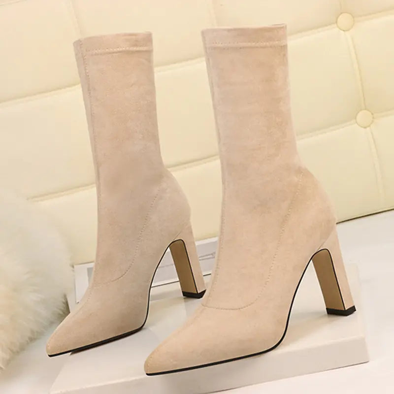 Women’s Chunky Heel Ankle Boots with Fleece Lining